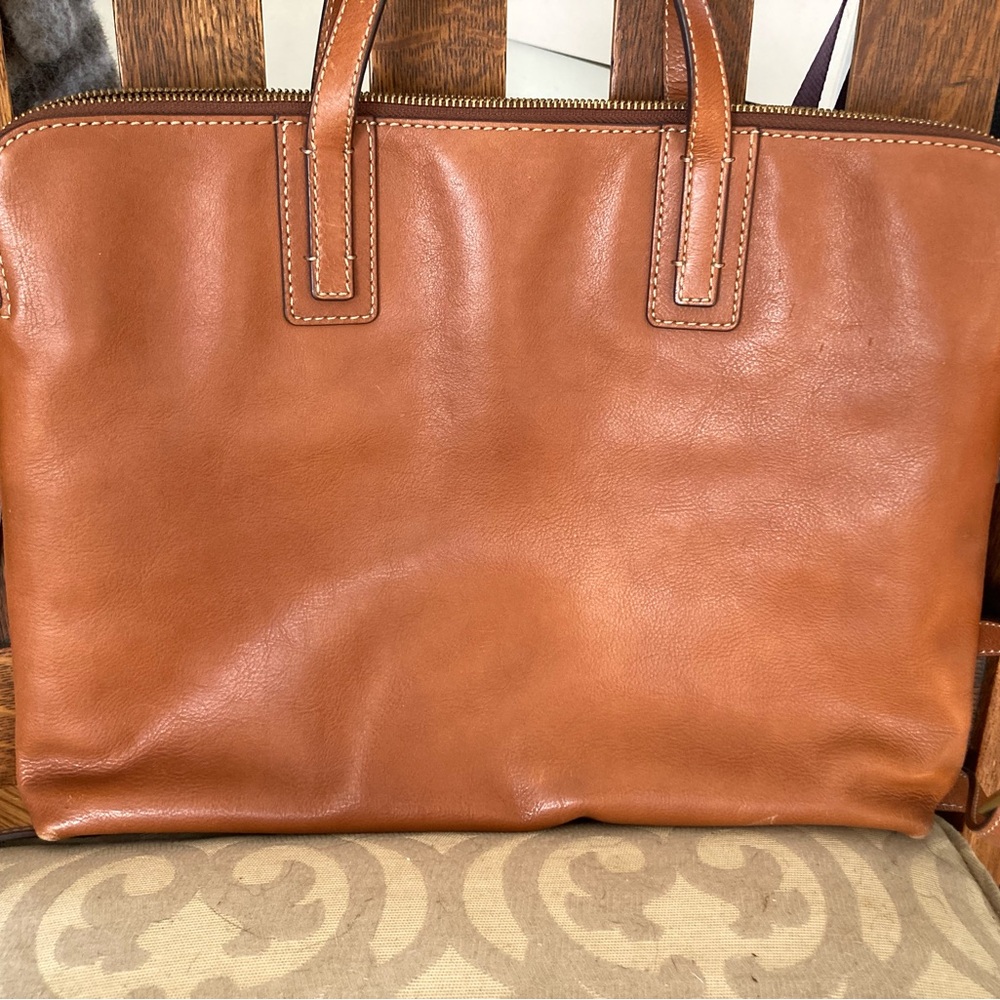 Fossil Brown Leather Emma Laptop Bag Purse Messenger Bag 16” By 12”